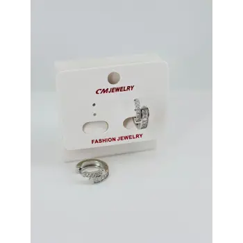 Rodyum Zirkon Taşlı Pirinç Küpeler - Kp00526