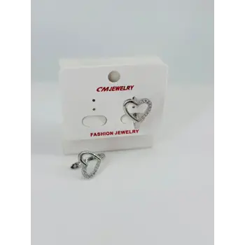 Rodyum Zirkon Taşlı Pirinç Küpeler - Kp00497