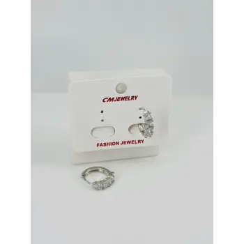 Rodyum Zirkon Taşlı Pirinç Küpeler - Kp00511