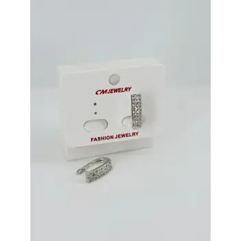 Rodyum Zirkon Taşlı Pirinç Küpeler - Kp00507