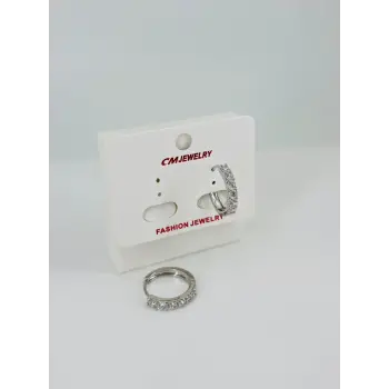 Rodyum Zirkon Taşlı Pirinç Küpeler - Kp00441