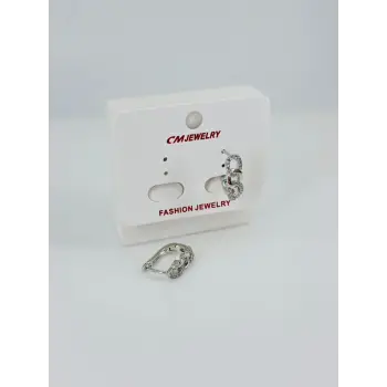 Rodyum Zirkon Taşlı Pirinç Küpeler - Kp00453