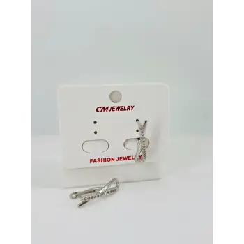 Rodyum Zirkon Taşlı Pirinç Küpeler - Kp00501
