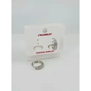 Rodyum Zirkon Taşlı Pirinç Küpeler - Kp00521