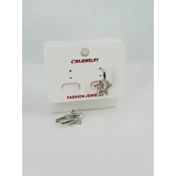Rodyum Zirkon Taşlı Pirinç Küpeler - Kp00491