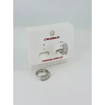 Rodyum Zirkon Taşlı Pirinç Küpeler - Kp00462