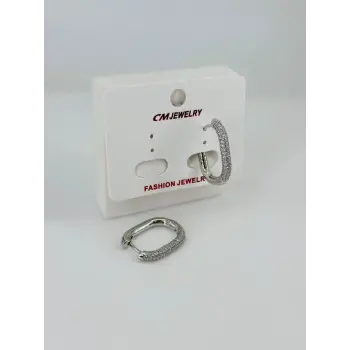 Rodyum Zirkon Taşlı Pirinç Küpeler - Kp00449