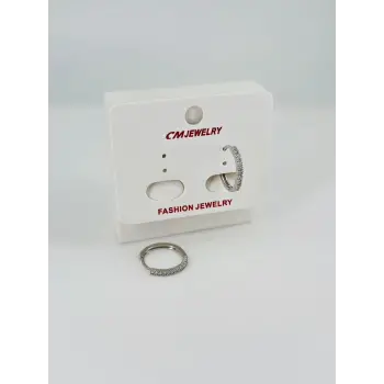 Rodyum Zirkon Taşlı Pirinç Küpeler - Kp00473