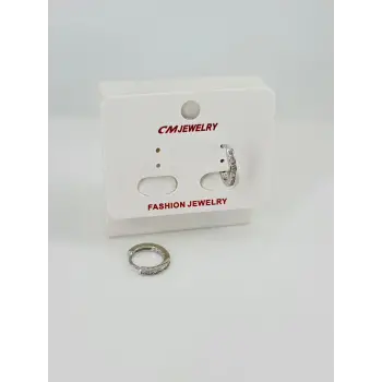 Rodyum Zirkon Taşlı Pirinç Küpeler - Kp00520