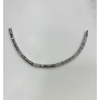 Rodyum Zirkon Taşlı Pirinç Cm Bileklik 17+2 Cm  - Kbl0438