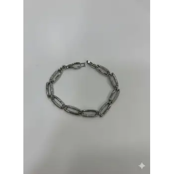 Rodyum Zirkon Taşlı Pirinç Cm Bileklik 17+2 Cm  - Kbl0439
