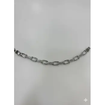 Rodyum Zirkon Taşlı Pirinç Cm Bileklik 17+2 Cm  - Kbl0440