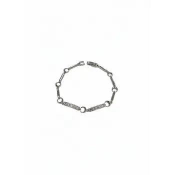 Rodyum Zirkon Taşlı Pirinç Cm Bileklik 17+2 Cm  - Kbl0435