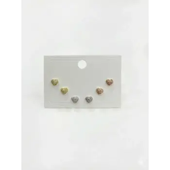 Çok Renkli Minik Kalpler Altılı Küpe - Kp00668