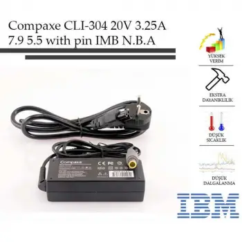Compaxe CLI-304 Ibm- 20v-3.25a 7.9-5.5-With Pin Notebook Adaptör (KDO)