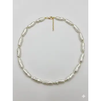 Beyaz Barok İnci  Kolyeler 40+5 Cm  - Kl0306