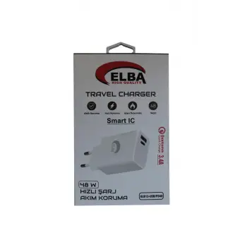 Elba ELB13 Elb-48w 3.4A USB-Pd48 (Usb+Type-C) Akıllı Koruma- Isıya Dayanklı Hızlı Şarj Ev Şarj Kafa