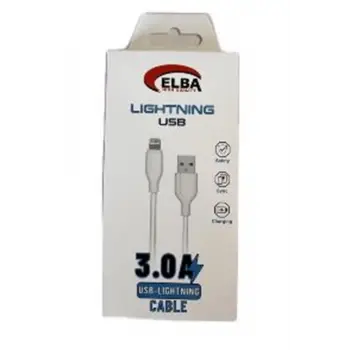 Elba Elb27-IOS 1Mt  iPhone Lightning 3A Hızlı Şarj Hasırlı Şarj Kablosu Beyaz