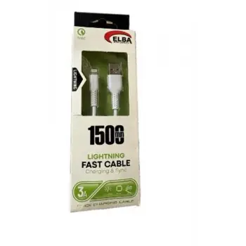 Elba Elb38-L1 1,5Mt  iPhone Lightning Beyaz 3A Hızlı Şarj Kablosu