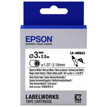 Epson LK-4WBA3 Beyaz Üzeri Siyah Makaron (1,07-3,18 mm çap) 2,5Metre