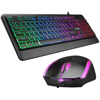 Everest KM-R59 FORZA PLUS Siyah Usb Rainbow Backlight Q Klavye + 1200 dpi Mouse Set (KDO)