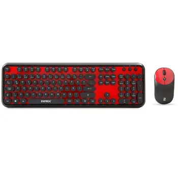 Everest Round KM-6282 Siyah Kırmızı Kablosuz QMultimedia Klavye + Mouse Set (KDO)