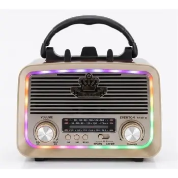 Everton RT-301.m  Bluetooth-USB-SD-FM Şarjlı,Solarlı,Ledli, Nostaljik Radyo El Fenerl Radyo