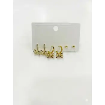 Fiyonk Detaylı Sallantılı Altılı Küpe - Kp00596
