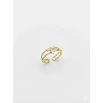 Ayarlanabilir   Zirkon Taşlı Pirinç Bijuteri Yüzük - Yz0224