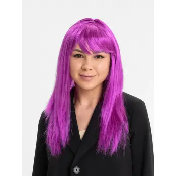 Fuşya Renk Düz Kesim Uzun Parti Peruğu Takma Saç