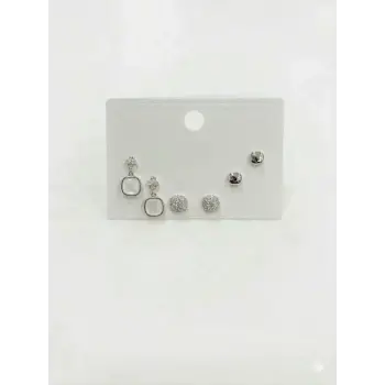 Geometrik Şekil Altılı Küpe - Kp00602