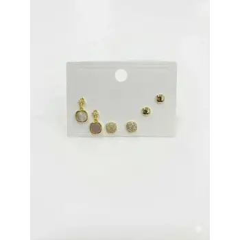 Geometrik Şekil Altılı Küpe - Kp00601