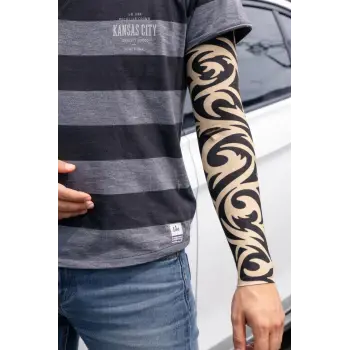 Giyilebilir Kol Dövmesi Çorap Dövme 3d Baskılı Kol Bacak Dövme 2 Adet Model 14