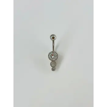 Rodyum Zirkon Taşlı Bar Ve Top: Çelik Göbek - Pg0036