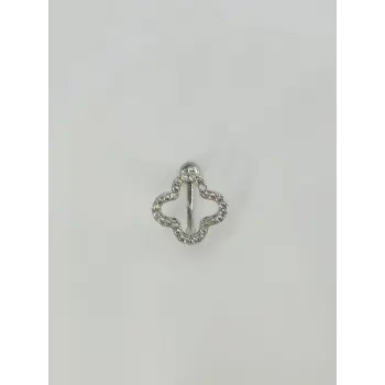 Rodyum Zirkon Taşlı Çelik Göbek Bar Uzunluğu : 13 Mm / Bar Kalınlığı 1.41 Mm /  - Pg0119