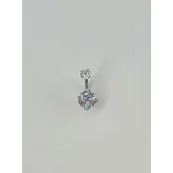 Rodyum Zirkon Taşlı Çelik Göbek - Pg0049