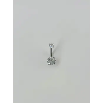 Rodyum Zirkon Taşlı Çelik Göbek - Pg0034