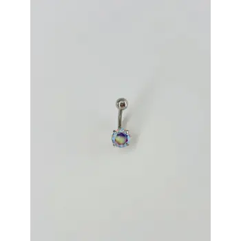 Rodyum Zirkon Taşlı Çelik Göbek - Pg0011