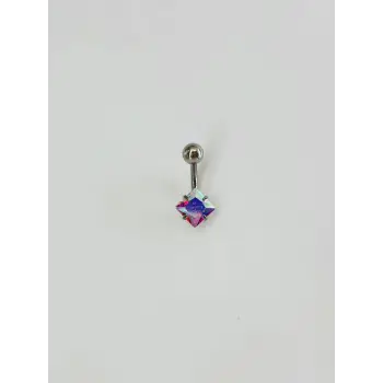 Rodyum Zirkon Taşlı Çelik Göbek - Pg0096