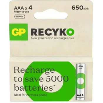 GP AAA 650 mAh Şarjlı İnce Kalem Pil 4lü Paket GP65AAAHCEM-2GBR4