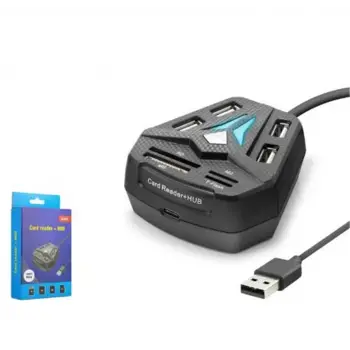 HADRON A068B USB Combo Hub Kart Okuyucu 8 Port Siyah