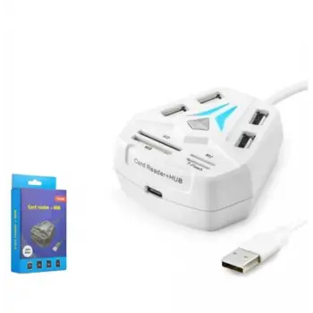 HADRON A068W USB Combo Hub Kart Okuyucu 8 Port Beyaz