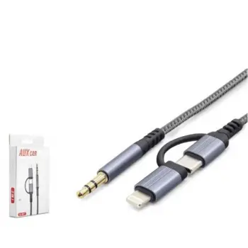 HADRON GJ027 Type-C Lightning 3.5 mm Ses Kablosu Siyah Gri (KDO)