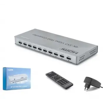 HADRON HDX1434 HDMI Video Wall Controller Kumandalı 4K 9 Ekran Gri (KDO)