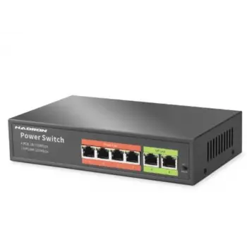 HADRON HDX1440 AI PoE Switch 4 Port 2 Uplink 45W Siyah (KDO)