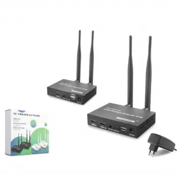 HADRON HDX1443 Kablosuz HDMI KVM Görüntü Aktarım Seti Loop-Out IR 1080p 300 m Siyah