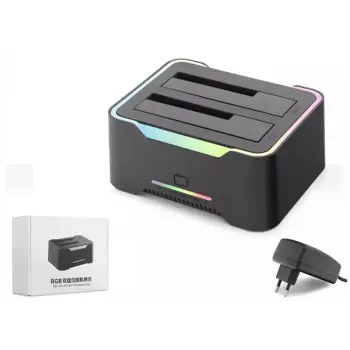 Hadron Hdx1790 HDD Docking – USB 3.0, 2.5 & 3.5 HDD-SSD, 8TB Destekli  RGB Siyah