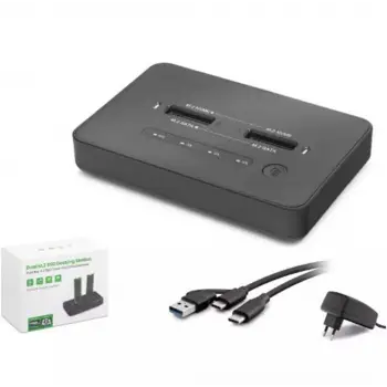 HADRON HDX1797 Dual M.2 SSD Disk Docking Station NVMe-NVMe SATA-SATA Klonlama Destekli - Siyah (KDO)