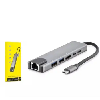 HADRON HDX7791 TYPE-C HDTV COMBO HDMI 4K 30HZ + 2-TYPE-C + 2-USB3.0 + LAN 6IN1 GRİ (KDO)
