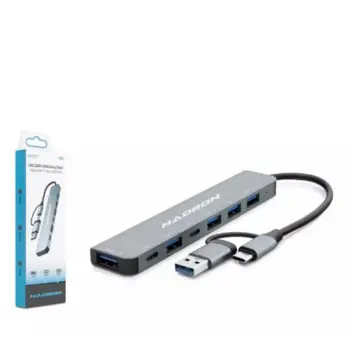 Hadron Hdx7827 Type-C Hub 2-Type-C + 4-Usb3.0 + 7In1 Gri (KDO)